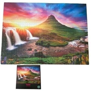 Buffalo Games 1000 Piece Jigsaw Puzzle Iceland Sunset Waterfalls Rainbow